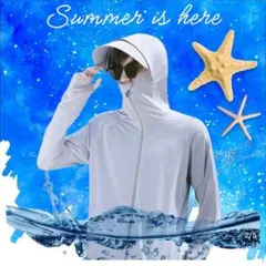 即発送‼️UVカット パーカー 白 XL 冷感素材 UPF50+ 男女兼用