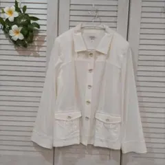 948 ミゼール未使用❤サマージャケット❤ＬＬ❤オフホワイトのサムネイル