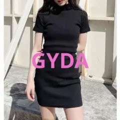 【GYDA】ハーフスリーブテレコタイトワンピース（ブラック）のサムネイル