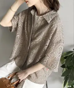 レース 半袖 ブラウス Java