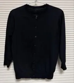 無印良品MUJI ＵＶカット強撚クルーネックカーディガン（七分袖）黒のサムネイル