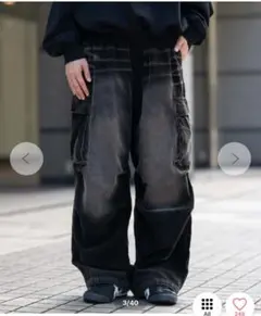 WIGOウィゴーイージーコーデュロイカーゴパンツ黒ブラックМ