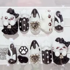 ネイルチップ 平成女児 量産型 ピンク ねこ サブカル ゴテゴテ ピンク 肉球