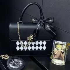 【新品未使用】痛バッグ 痛バ 不思議の国のアリス 市松模様 ブラック 小さめ