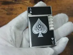 #*1様 訳あり キンッ音 スペードのエース ローラー式 ガスライター シルバー