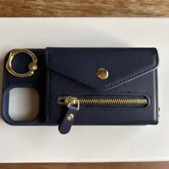 ネイビー合成皮革iPhone14ケース