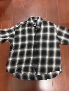 チェックシャツ ブラックM ワイドシルエット