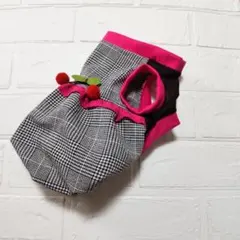 ♥犬服　ハンドメイド♥チェック可愛いお出かけバルーンワンピ