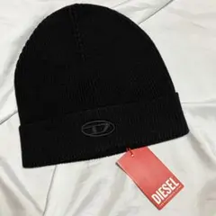ラスト1点 新品未使用 DIESEL ニット帽 ブラック ビーニー　キッズライン 新品未使用 DIESEL ニット帽 ブラック ビーニー ロゴ ブラック 黒 ユニ