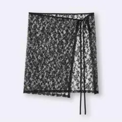 GU ジーユー レースラップスカート BLACK