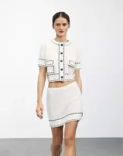 ZARA ステッチ　ニットジャケット　ザラ