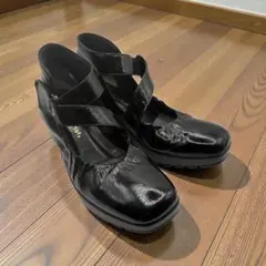 【美品】Casual Monet 厚底 ストラップ パンプス 黒 22.5 3E