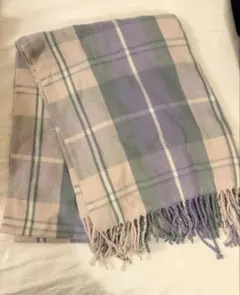 チェック柄フリンジマフラー