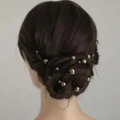 18本セット　ヘアピン　ゴールド　ボール　卒業式　ヘアパーツ　結婚式　成人式