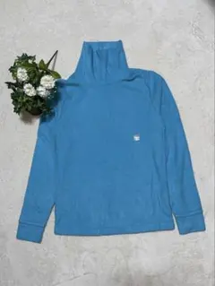 コットン100% ハイネック トップス 青