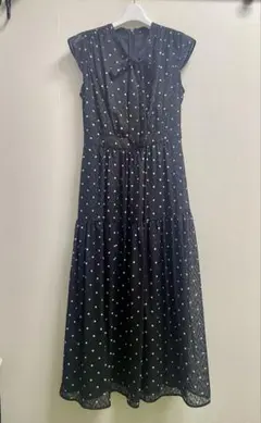 セルフォード　ドット柄黒マキシワンピース