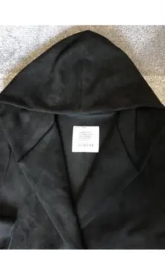 CLOCHEフード付き黒スエード風ロングコート