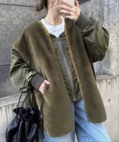 CIAOPANIC TYPY etsintaファー切替ジャケット カーキ