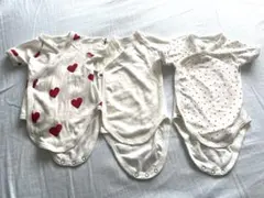 プチバトー　ハート柄ベビー肌着3点セット