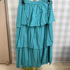 chestyターコイズ フリル付きロングスカート サイズ0