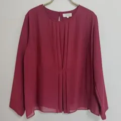 LL XL ボルドー ピンタックブラウス　オフィス　セレモニー　フロントタックのサムネイル