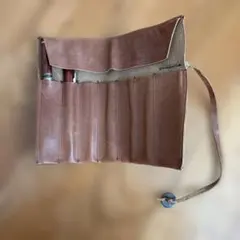 ミ*ー様 レザー ペンケース ブラウン 6ポケット