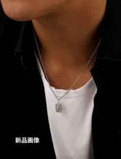 ステンレス メダル型ペンダント ネックレス シルバーカラー