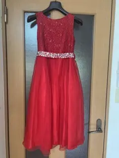 ピアノ発表会結婚式フォーマルドレス　赤150cm