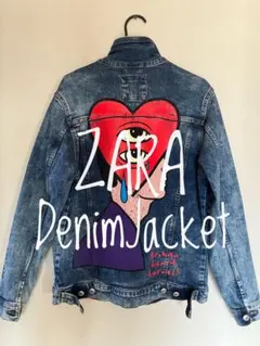ZARA ザラ デニムジャケット プリント ストレッチ