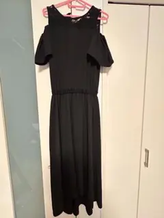 INGNI黒 オフショルダー レース装飾 ロングワンピース