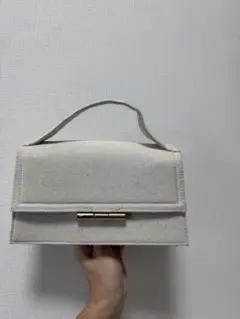 ホワイトキャンバスハンドバッグ