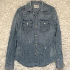 デニム＆サプライラルフローレン　ダメージデニム長袖シャツ　ダンガリー