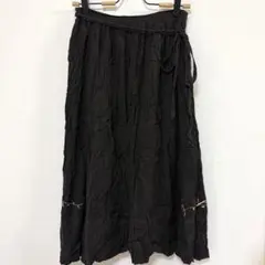 希少Chatese PARIS 贅沢刺繍 インド綿クリンクルロングスカート M