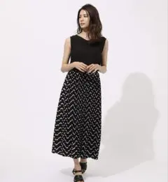AZUL by moussy シェブロン柄 ワンピース M ブラック×ホワイト