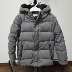 GLOBAL WORK・グレー フード付きダウンジャケット