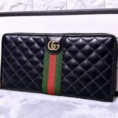 【極美品】GUCCI 長財布 GG マーモント キルティング 内側花柄 黒