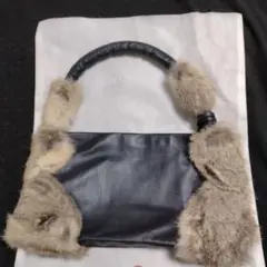 ペレボルサ レザー ファー ハンドバッグ★美品
