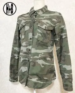 (B-328) FOREVER 21 長袖 カモフラ ミニタリー シャツ Sのサムネイル