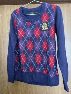 アーガイルパターン ネイビーセーター M