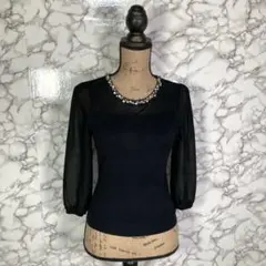 Apuweiser-riche　（M相当）　ビジュー付ニットセーター　黒