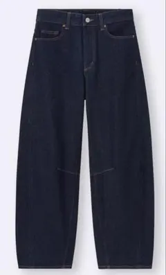 【美品】バレルレッグジーンズ ネイビー 標準丈 M