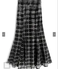 チェック柄オーガンジーマーメイドスカート[tw1230] ブラック
