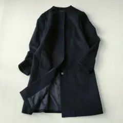 【美品】ニューヨーカー　高級ウールビーバーコート　ノーカラー　シルク　アンゴラ混