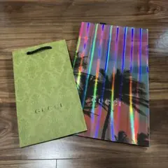 GUCCI グッチ【紙袋2点セット☆】限定ホログラムショッパー＆緑ショッパー