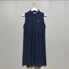 《LACOSTE》 ラコステ (38) ノースリーブ ワンピース チュニック 紺