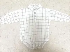 【LEPSIM】ホワイトチェック柄シャツロンパース 73cm