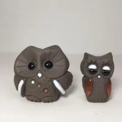 陶器　フクロウ　2点セット