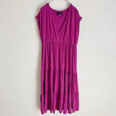 夏オススメ⭐️ 【M】 ピンク Vネック 半袖ワンピース ティアードワンピース