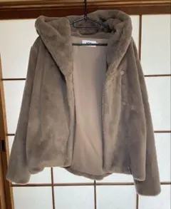 AZUL フェイクファー フーデッドコート ブラウン