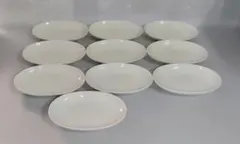 有田焼・乳白釉楕円小皿10枚セット・内１枚アウトレット・新品未使用